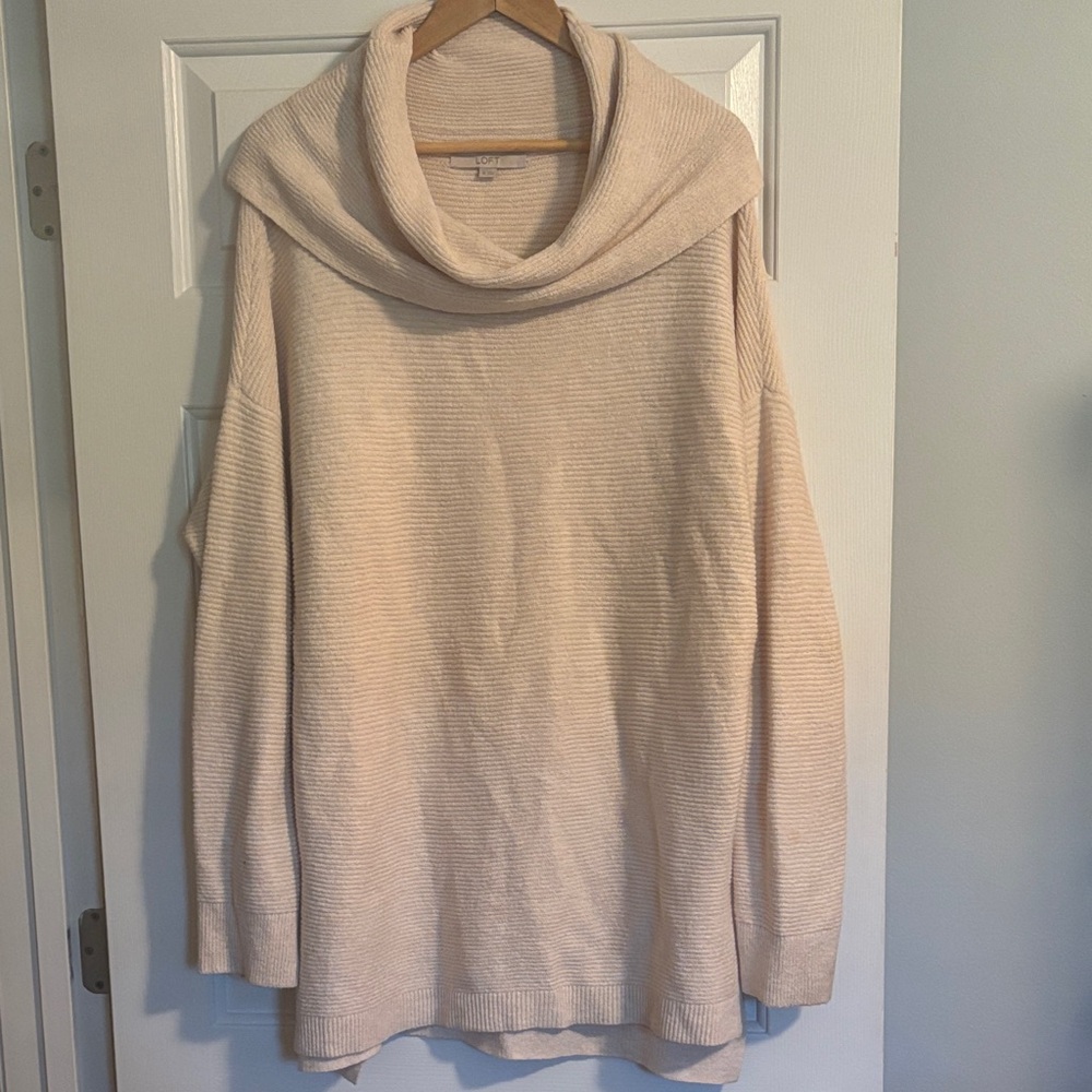 LOFT Soft Cream Cowl Neck Sweater